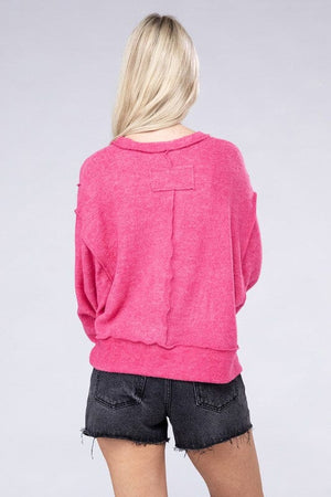 Brushed Melange Hacci Oversized Sweater ZENANA 