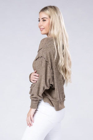 Brushed Melange Hacci Oversized Sweater ZENANA 