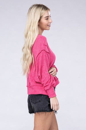 Brushed Melange Hacci Oversized Sweater ZENANA 