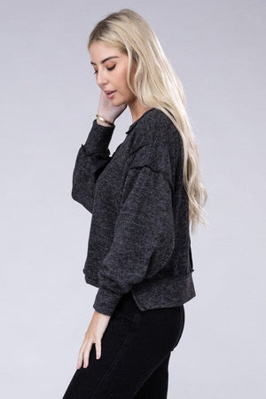 Brushed Melange Hacci Oversized Sweater ZENANA 