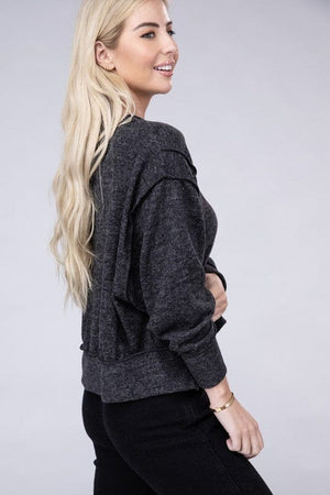 Brushed Melange Hacci Oversized Sweater ZENANA 