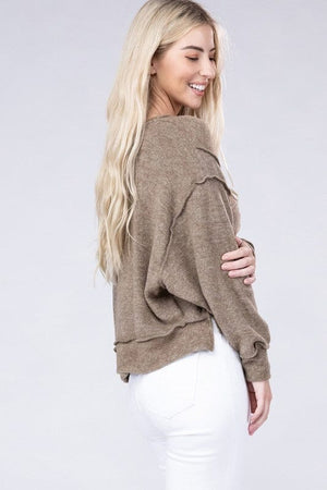 Brushed Melange Hacci Oversized Sweater ZENANA 