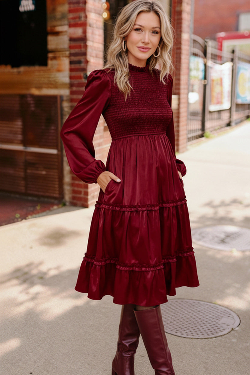 Starlit Elegance Red Tiered Dress