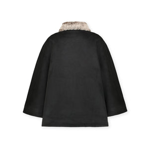 Button Front Cape with Faux Fur