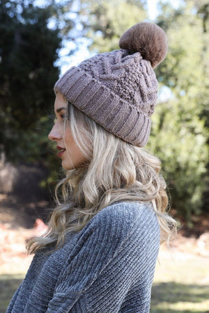 Cable Knit Pom Beanie Hats & Hair Leto Collection 