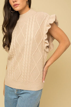 Cable Knit Ruffle Sweater Vest Gilli 