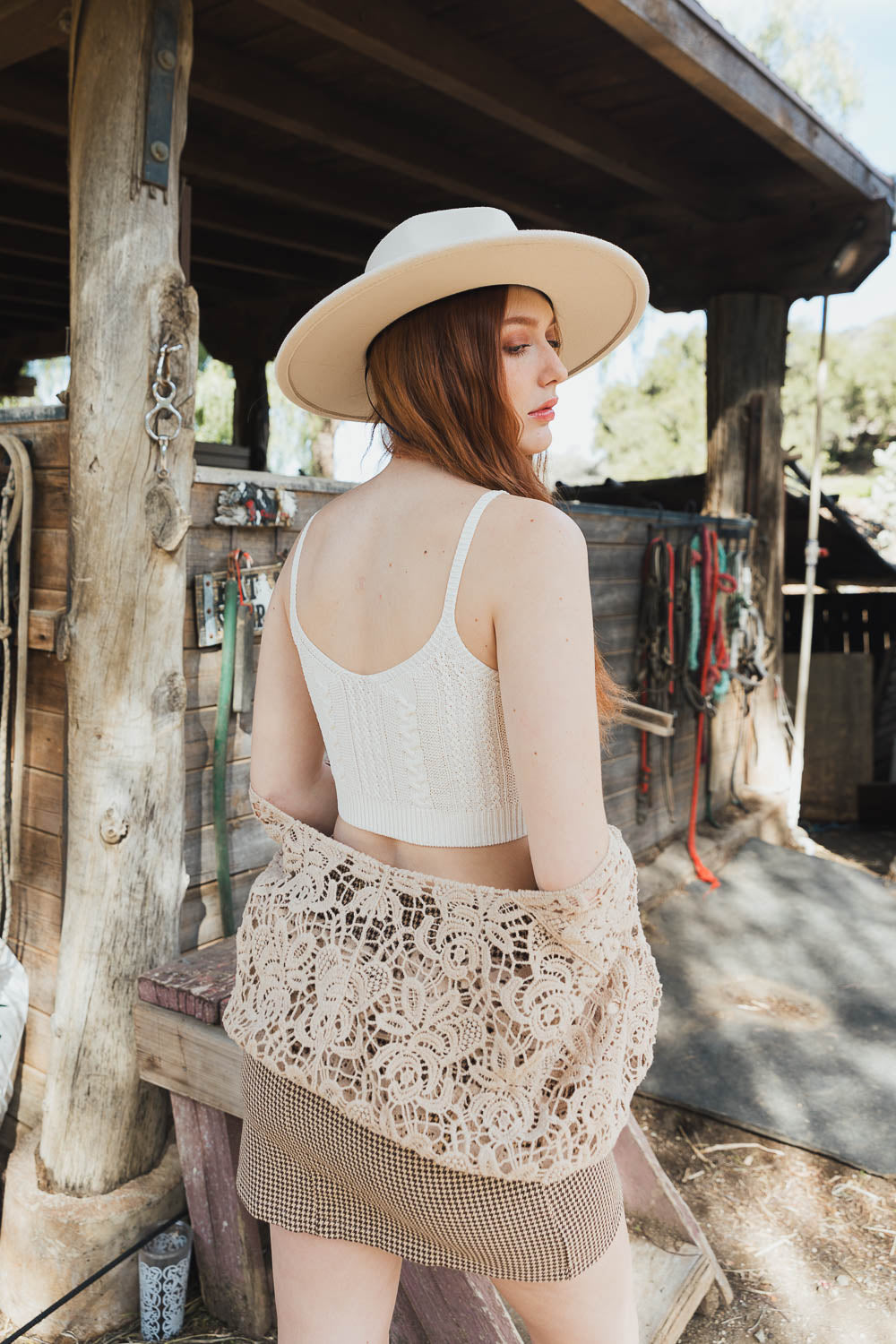 Cable Stitch Breathable Brami Top XS/S / Ivory