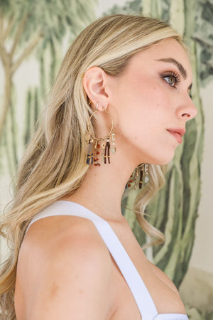 Carnelian & Jade Fringe Hoop Earrings Jewelry Leto Collection 