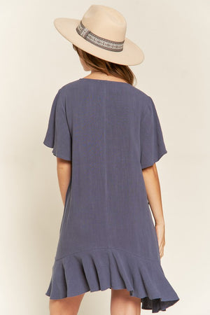Tiered Ruffle Mini Dress - Plus Size - Light Mauve, Cement Grey