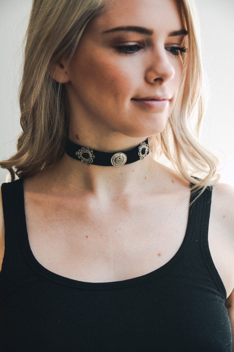 Charm Choker Necklace Jewelry Leto Collection Black 