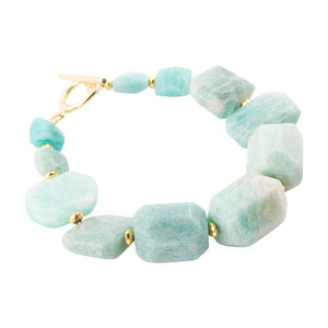 Chunky Green Amazonite Golden Toggle Bracelet