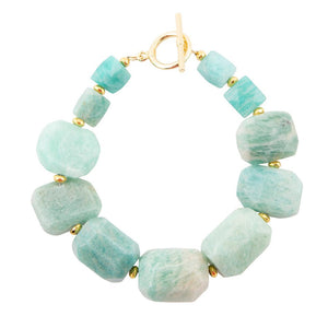 Chunky Green Amazonite Golden Toggle Bracelet