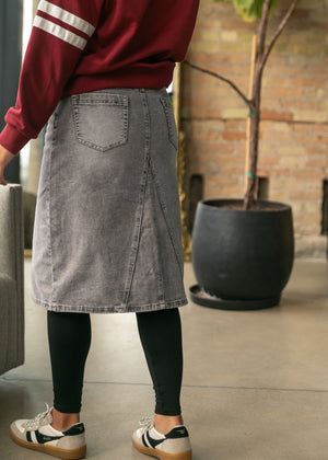 Claire A-line Denim Midi Skirt