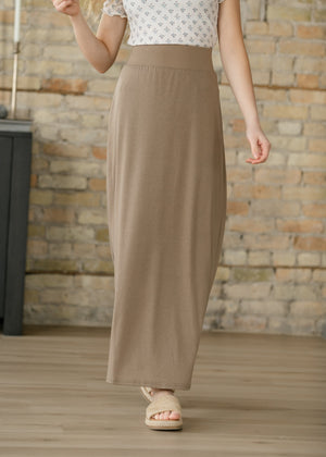 Clarise Taupe Premium Knit Maxi Skirt