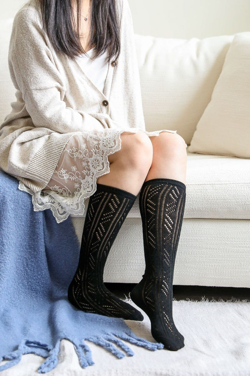 Classic Knit Crew Socks Hats & Hair Black