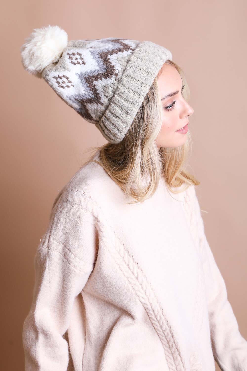 Classic Winter Pom Beanie Hats & Hair Leto Collection Beige 