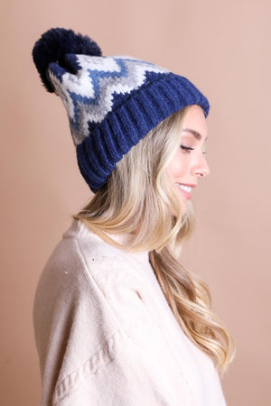 Classic Winter Pom Beanie Hats & Hair Leto Collection Blue 