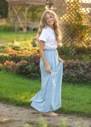 Cleo Chambray Tie Maxi Skirt