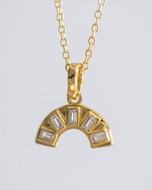 Gold Crystal Rainbow Necklace