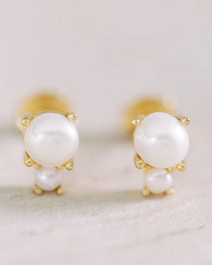 Double Pearl Stud Earrings