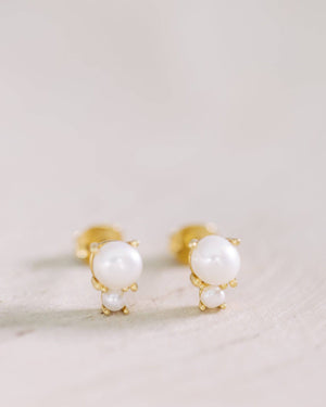Double Pearl Stud Earrings