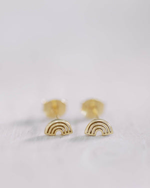 Gold Rainbow Stud Earrings