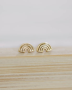 Gold Rainbow Stud Earrings