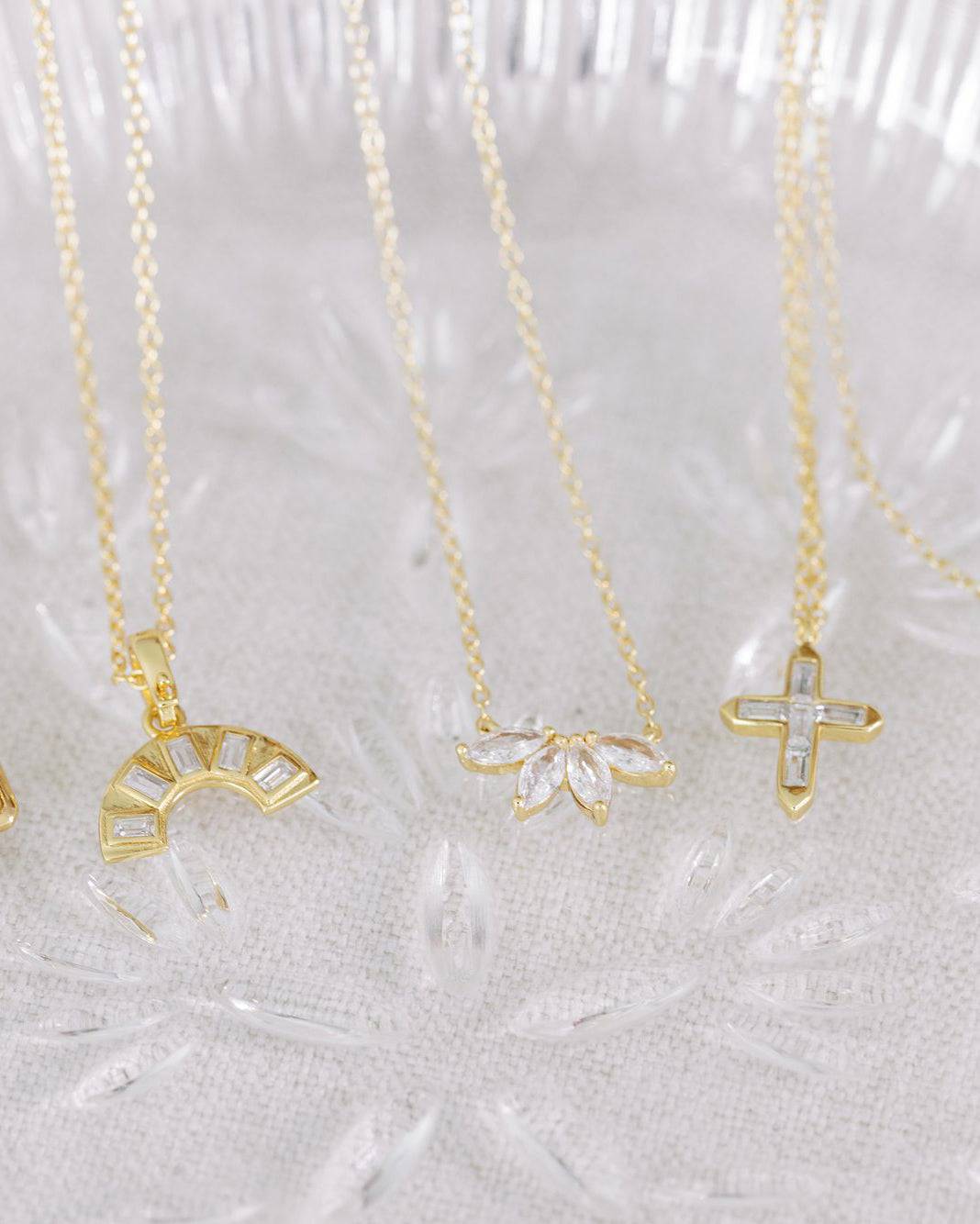 Gold Crystal Flower Necklace