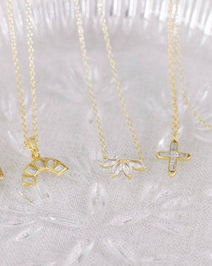 Gold Crystal Flower Necklace