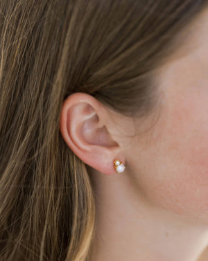 Double Pearl Stud Earrings