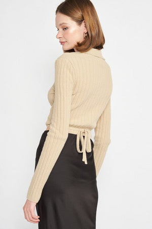 COLLARED LONG SLEEVE CROP TOP Emory Park 