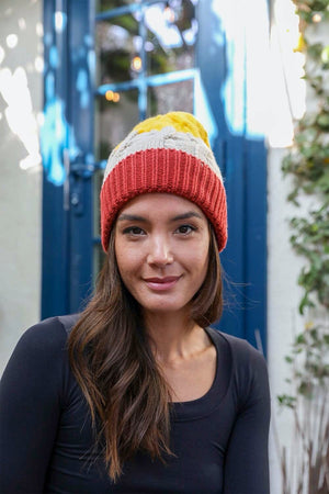 Colorblock Cable Knit Beanie Beanies Periwinkle Aether 
