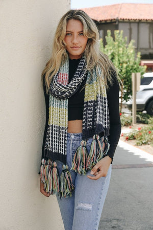 Colorblock Contrast Knit Scarf Scarves Leto Collection 