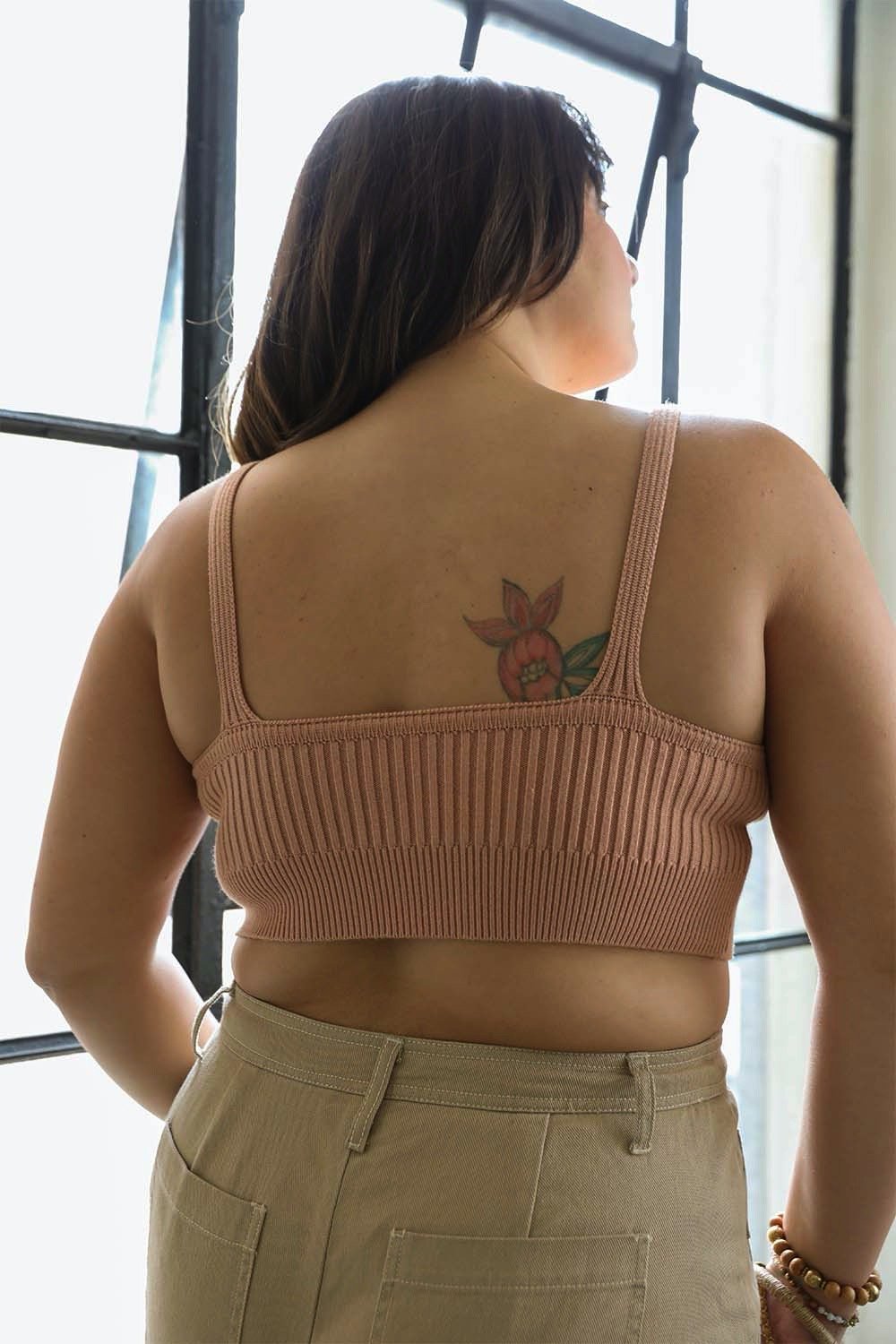 Contour Rib Knit Brami Plus Bralette XL/2X / Blush