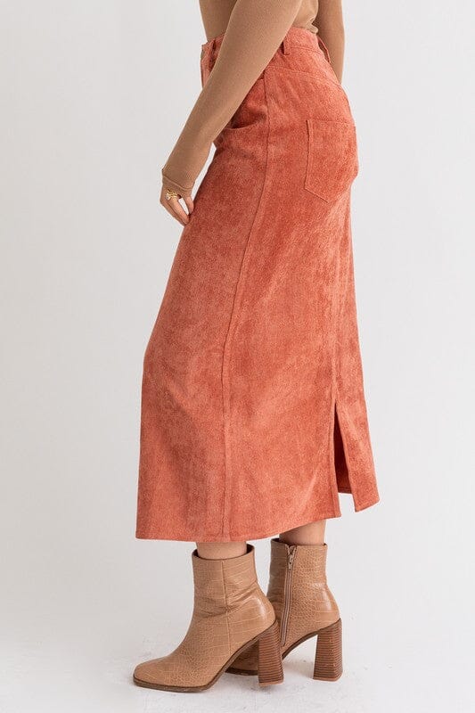 CORD MAXI SKIRT LE LIS RUST XS 