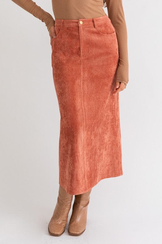 CORD MAXI SKIRT LE LIS RUST XS 