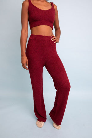 Cozy Boucle Lounge Pants Pants Leto Collection XS/S Maroon 
