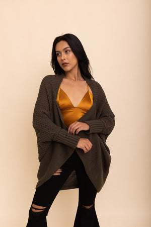 Cozy Chic Bat Wing Bliss Knit Cardigan Ponchos Leto Collection 