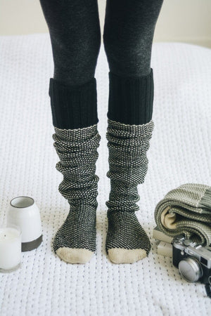 Cozy Ribbed Knit Lounge Socks Hats & Hair Leto Collection Black 