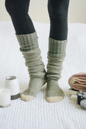 Cozy Ribbed Knit Lounge Socks Hats & Hair Leto Collection Mint 