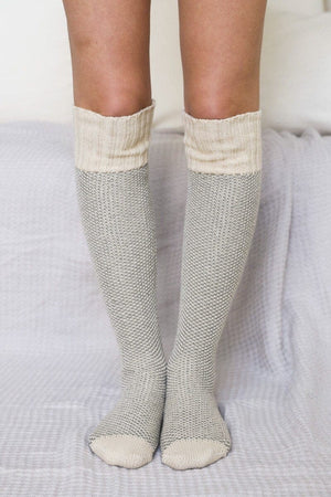 Cozy Ribbed Knit Lounge Socks Hats & Hair Leto Collection Oatmeal 