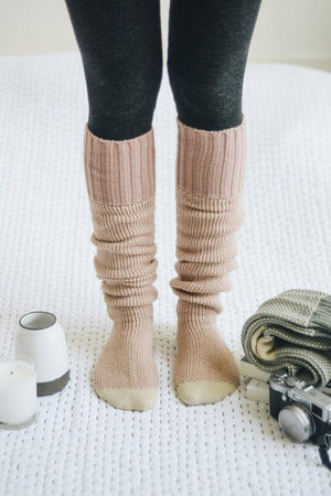 Cozy Ribbed Knit Lounge Socks Hats & Hair Leto Collection Pink 