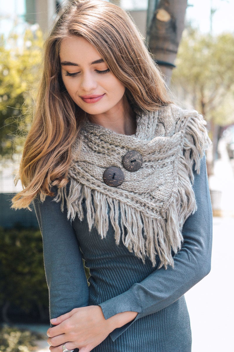 Aztec Luxe Fringed Ruana Ponchos Bronze