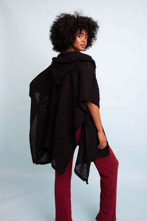 Cozy Soft Waffle Hooded Ruana Ponchos Leto Collection 