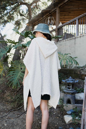Cozy Soft Waffle Hooded Ruana Ponchos Leto Collection 