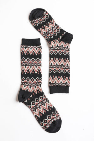 Cozy Tribal Pattern Socks Socks Leto Collection Black 