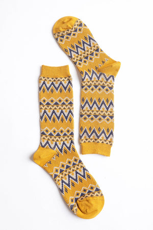 Cozy Tribal Pattern Socks Socks Leto Collection Mustard 
