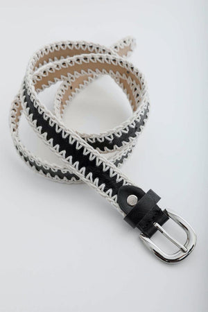 Crochet Vegan Leather Belt Belts Leto Collection Black 