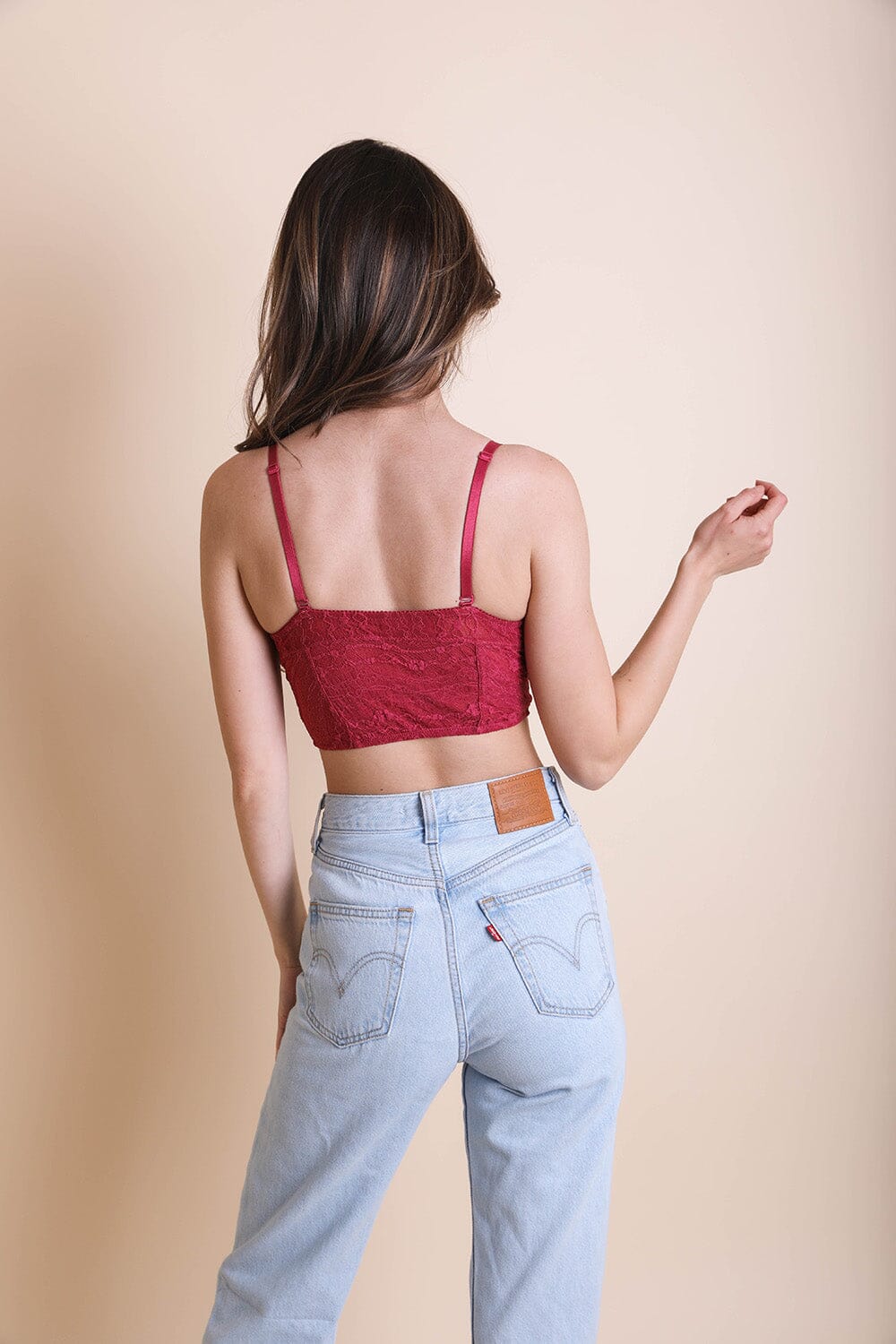 Cropped Lace Camisole Bralette Leto Collection XS/S Marsala 