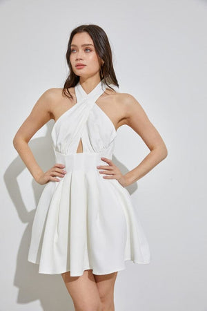 CROSS NECK DRESS Do + Be Collection WHITE S 